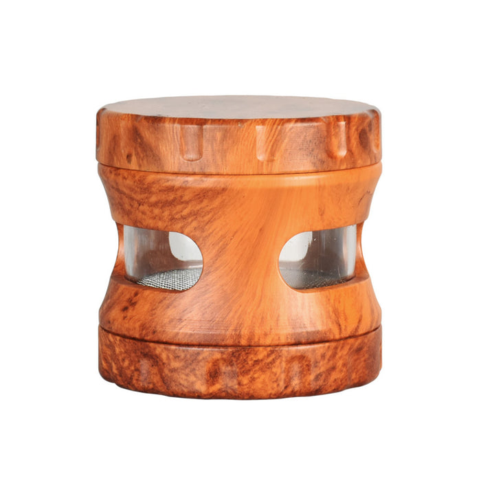 Resin Faux Wood Grinder w/ View Window | 4pc | 2.5"