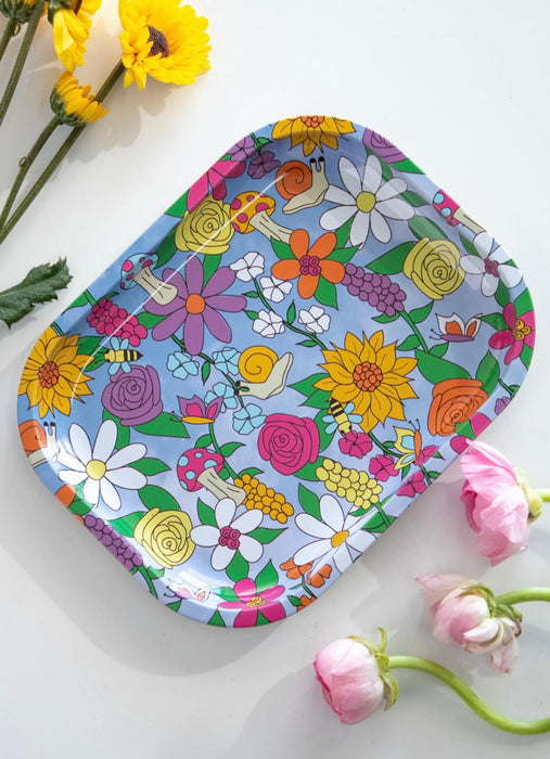 CANNA STYLE FLORAL CRITTER ROLLING TRAY