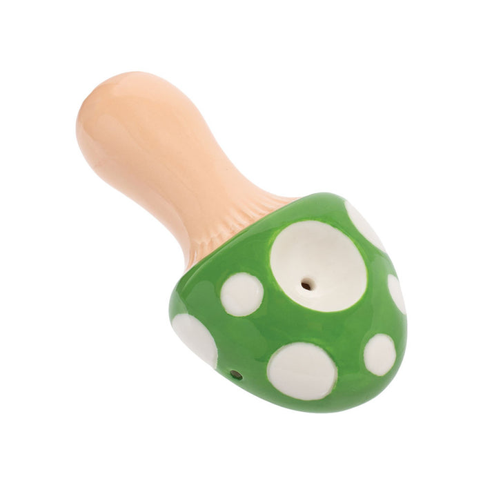 Wacky Bowlz Mushroom Ceramic Pipe | 3.5" GREEN