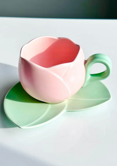 CANNA STYLE FLOWER CUP & SAUCER SET