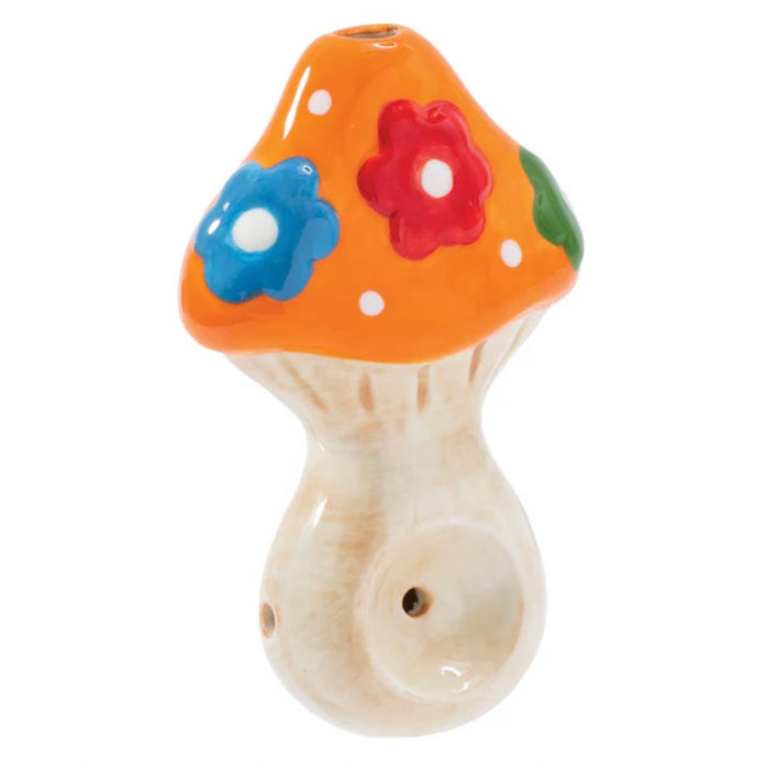 Wacky Bowlz Flower Mushroom Ceramic Pipe | 3.75"