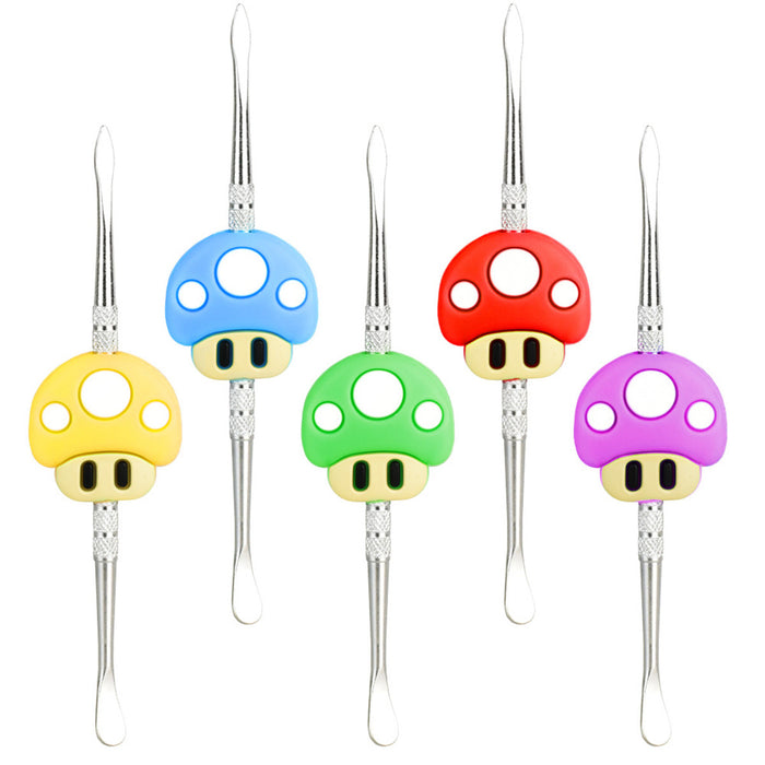 Mushroom Stainless Steel Dab Tool | 4.75" | Asst Colors | 5pc Set