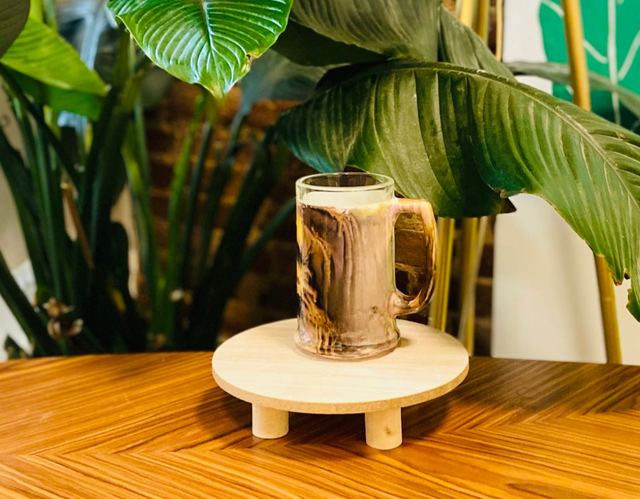 Soleil Bris Tall Glass brown with gold Hand Made Single Beer Mug