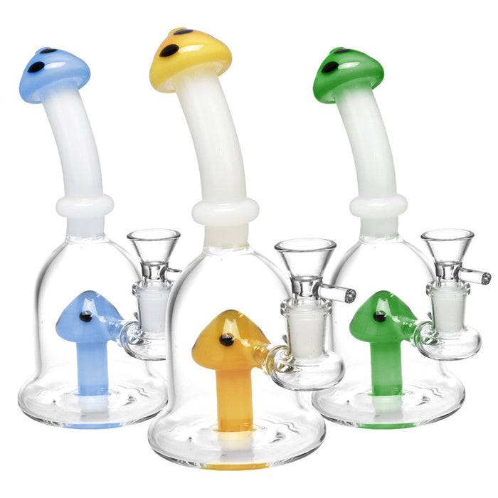Prospering Mushroom Water Pipe | 7.25" | 14mm F YELLOW