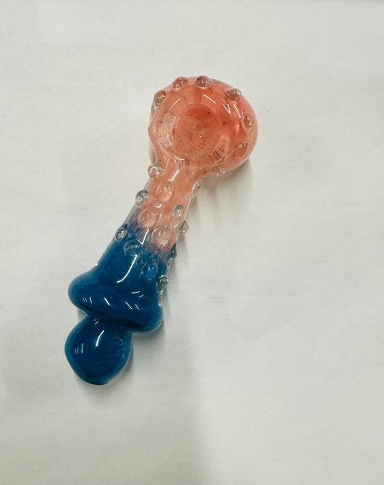 Ombre Textured Glass Hand Pipe w/ Marbles | 4.5" PINK/ BLUE