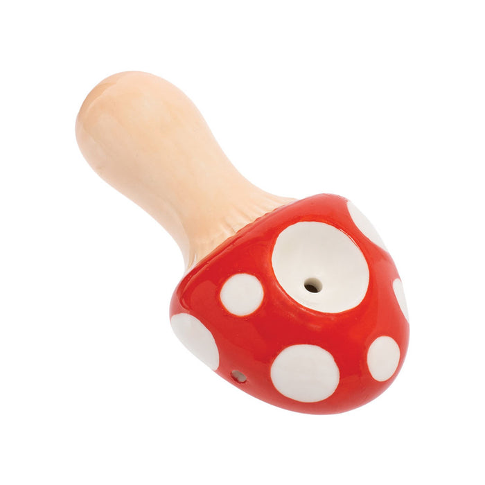 Wacky Bowlz Mushroom Ceramic Pipe | 3.5" RED