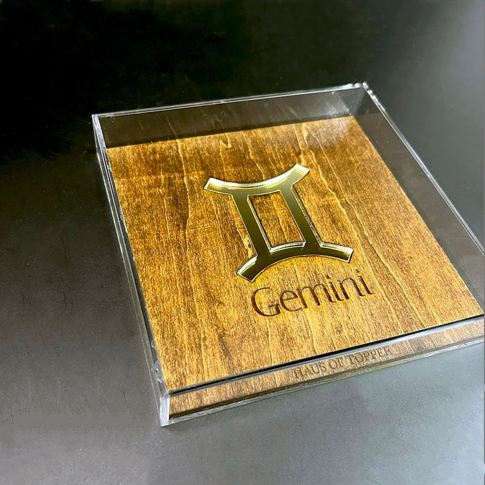 Haus of Topper Objects Gemini Wood & Gold Mirrored Acrylic Rolling Tray
