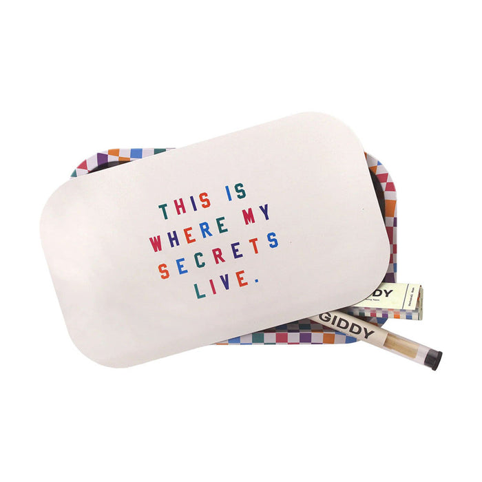 "THIS IS WHERE MY SECRETS LIVE" ROLLING TRAY SET