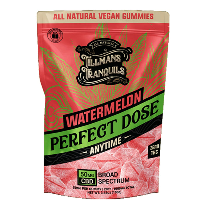 TILLMANS TRANQUILS Watermelon CBD Perfect Dose Gummies (No THC)