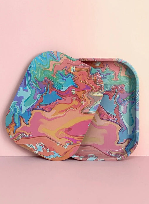 CANNA STYLE MINI RETRO SWIRL ROLLING TRAY AND LID SET