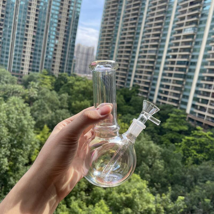 Happy Buds 8 inch water bong with iridescent Glass