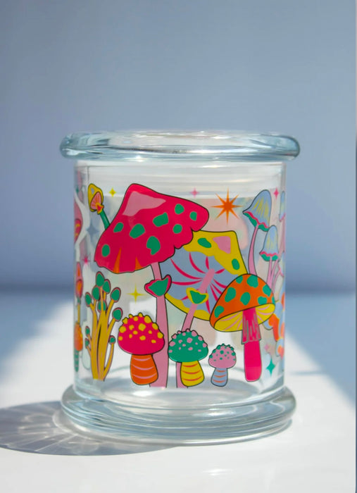 CANNA STYLE COLORFUL MUSHROOM STASH JAR