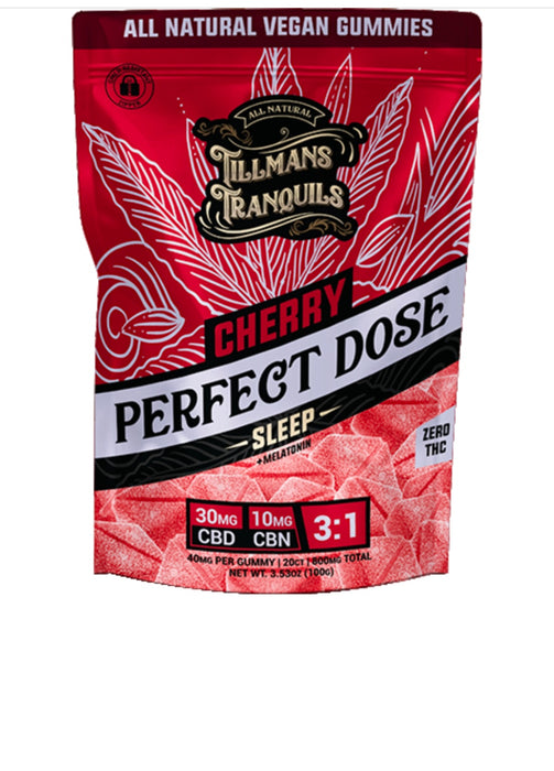 Tillmans Tranquils 0 THC – Melatonin Cherry Sleep Perfect Dose Gummies