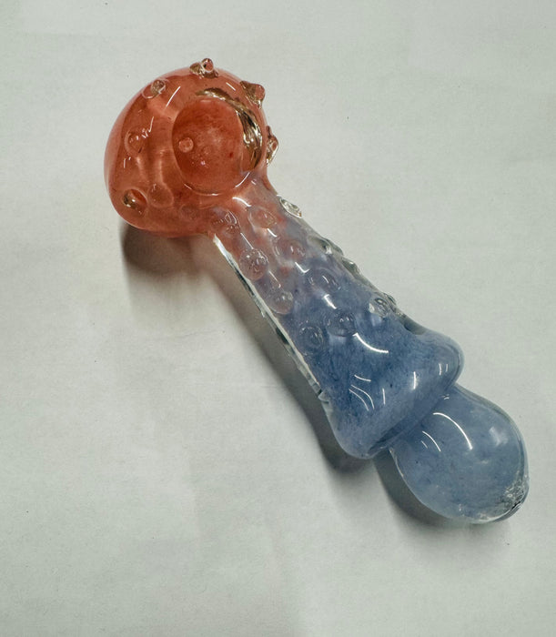 Ombre Textured Glass Hand Pipe w/ Marbles | 4.5" PURPLE/ PINK