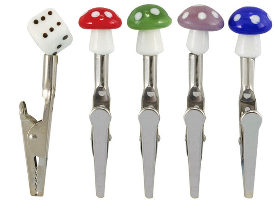 Ceramic Tip Mushrooms & Dice Memo Clips - Assorted Colors