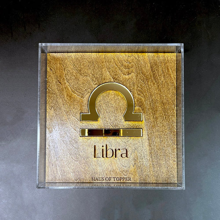 Haus of Topper Objects Libra Wood & Gold Mirrored Acrylic Rolling Tray