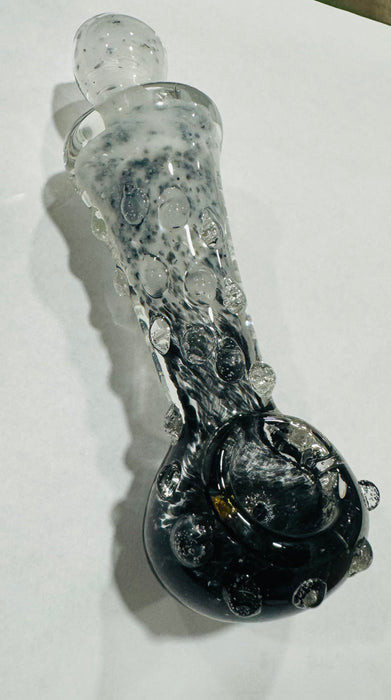 Ombre Textured Glass Hand Pipe w/ Marbles | 4.5" BLACK