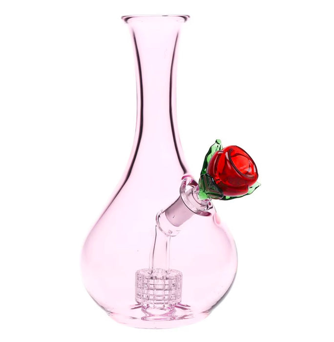 Rose in Vase Glass Water Bong | 7" | 14mm F