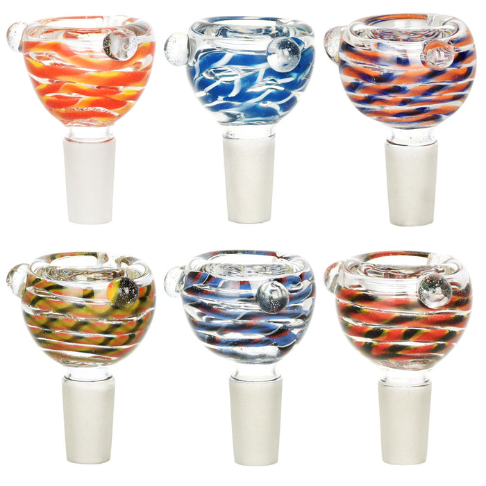 Stripe Swirl Bubble Style Herb Slide | 14mm M | Colors Vary