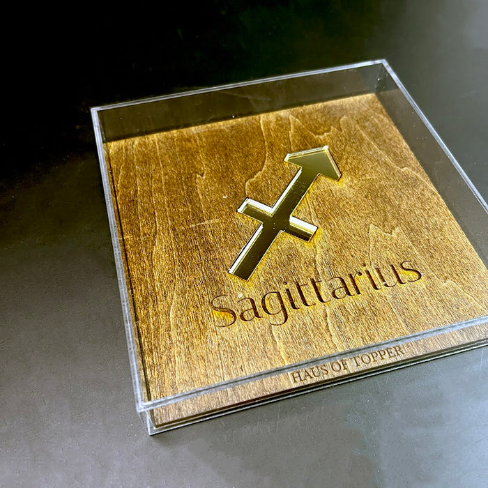 Haus of Topper Objects Sagittarius Wood & Gold Mirrored Acrylic Rolling Tray