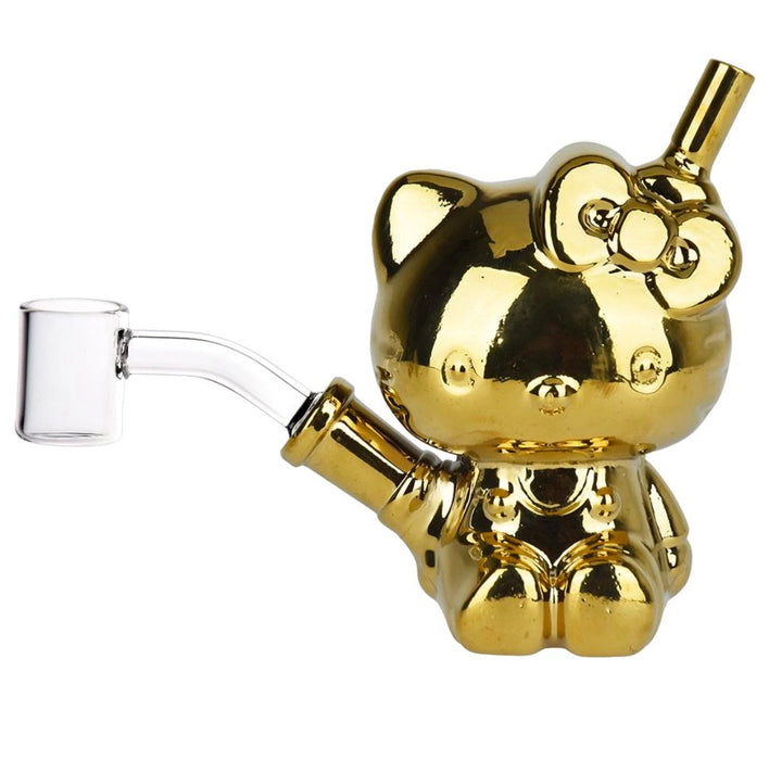 Hey There, Cat Electroplated Glass Dab Rig | 4.5" | 14mm F