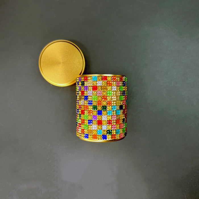HAUS OF TOPPER OBJECTS Harlequin Crystal Gold Stash Canister