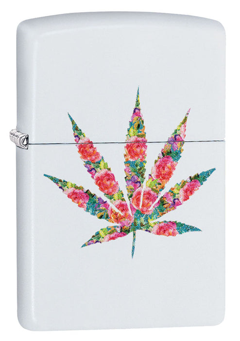 Zippo Lighter | Floral Hemp | White Matte