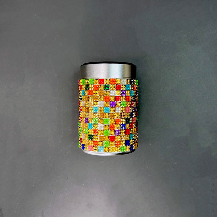 HAUS OF TOPPER OBJECTS Harlequin Crystal Silver Stash Canister