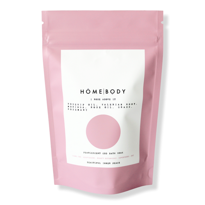 HOMEBODY Under 50MG CBD "I Rose Above It" Pearlescent CBD Bath Bomb Soak: 5oz. MINI