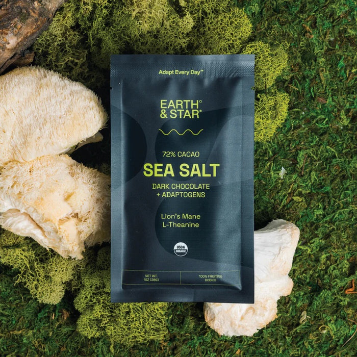 EARTH AND STAR SEA SALT Chocolate Bar - Dark Chocolate + functional mushroom extracts