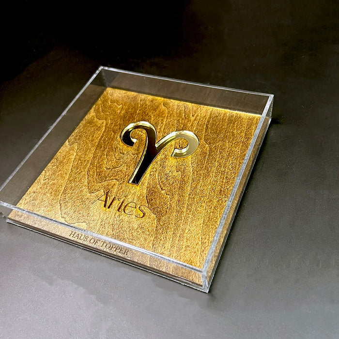 Haus of Topper Objects Aries Wood & Gold Mirrored Acrylic Rolling Tray