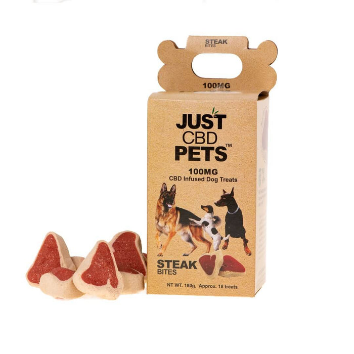 JUST CBD PETS 100MG STEAK BITES DOG TREATS 18CT
