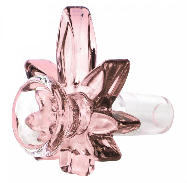 Hemp Leaf Glass Herb Slide - PINK