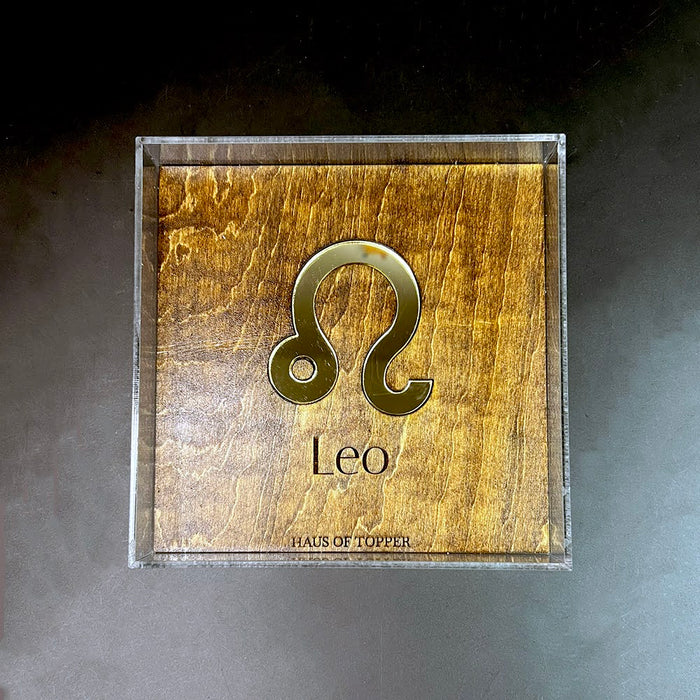 Haus of Topper Objects Leo Wood & Gold Mirrored Acrylic Rolling Tray