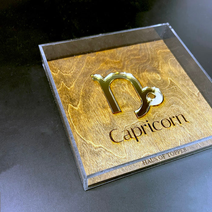 Haus of Topper Objects Capricorn Wood & Gold Mirrored Acrylic Rolling Tray
