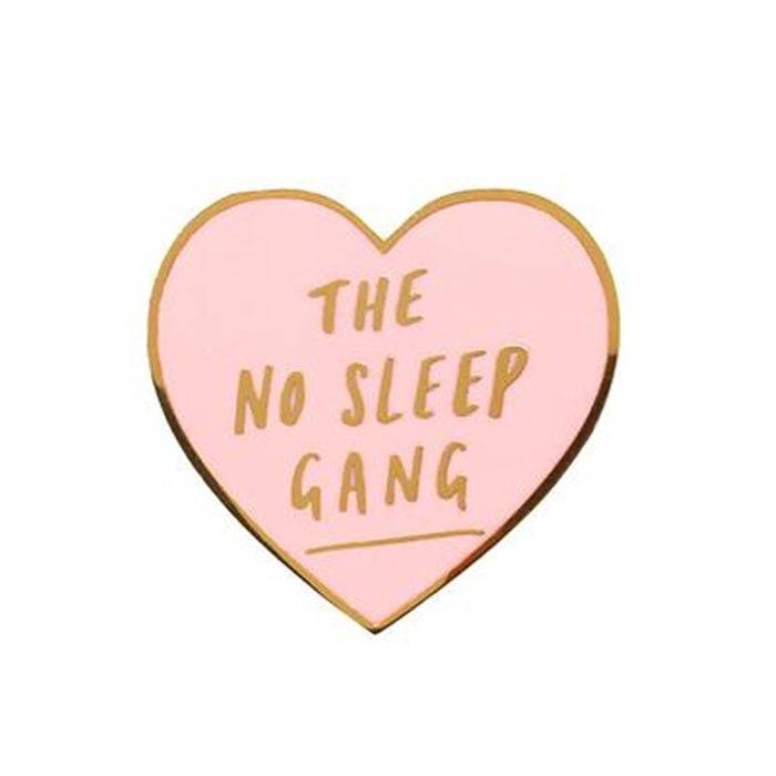 Happy Buds "The No Sleep Gang" Pink Heart Enamel Pin