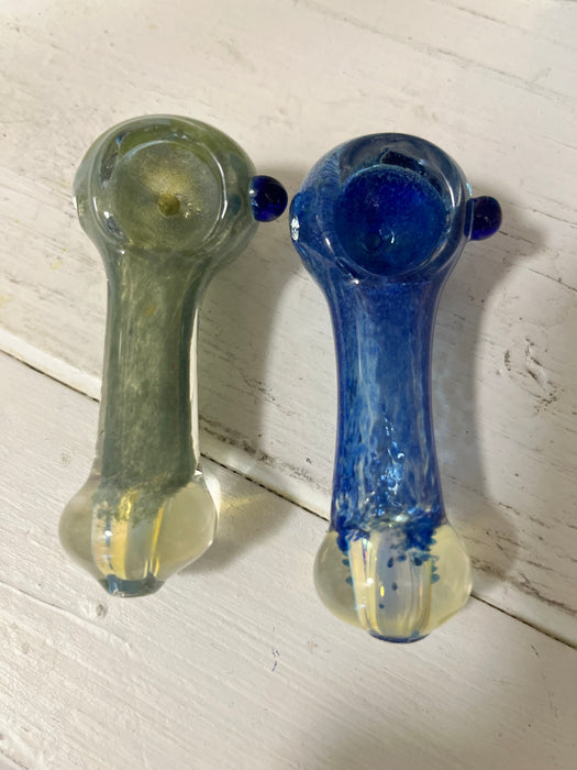 Simple Worked Spoon Pipe | 3.25"-3.5" | GREEN BURST