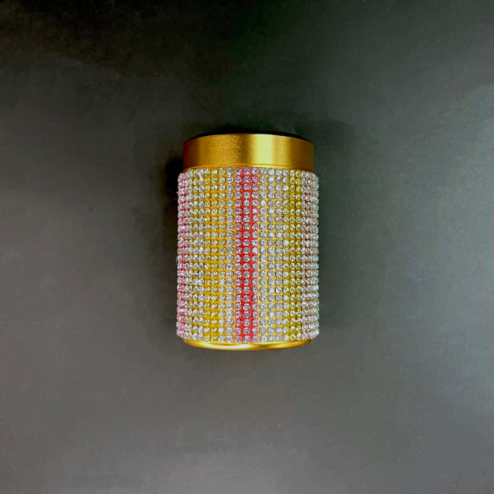 HAUS OF TOPPER OBJECTS Palm Royal Crystal Gold Stash Canister
