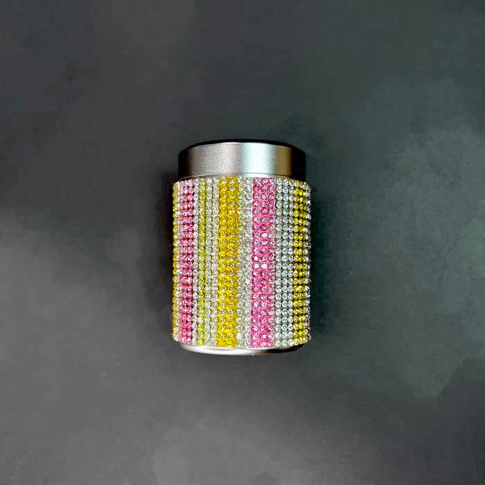 HAUS OF TOPPER OBJECTS Palm Royal Crystal Silver Stash Canister