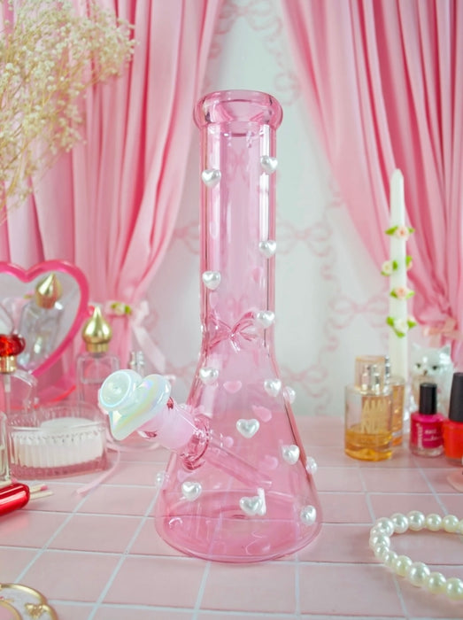 BURNING LOVE Pearl Adorned Beaker Bong