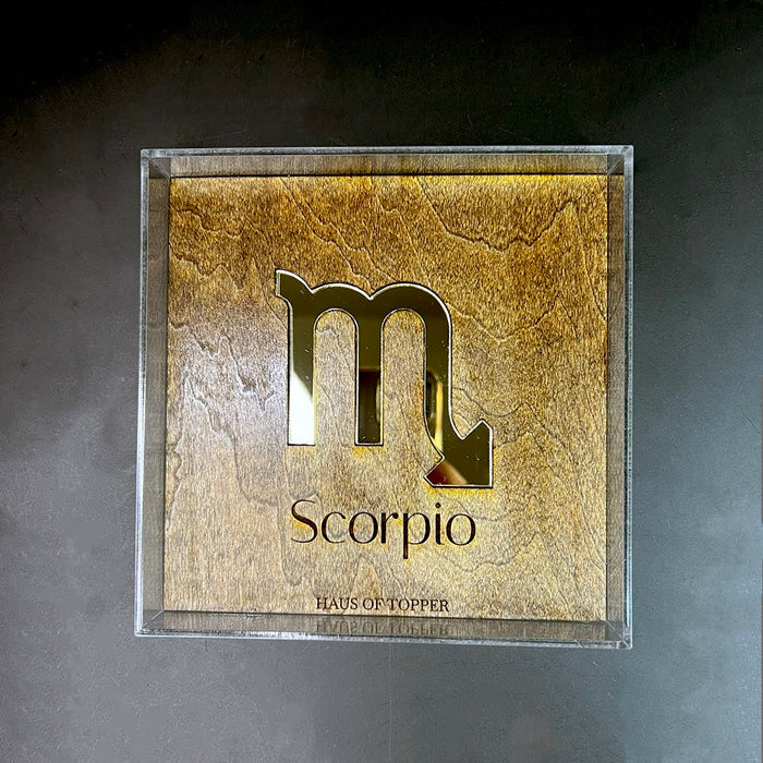Haus of Topper Objects Scorpio Wood & Gold Mirrored Acrylic Rolling Tray