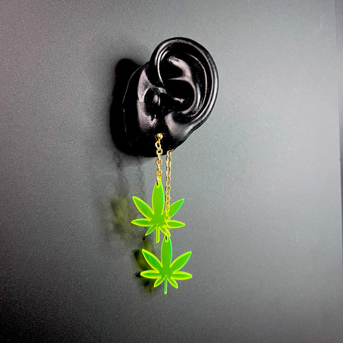Haus of Topper Objects Canna Flower Leaf Love in Neon Green (Front + Back)