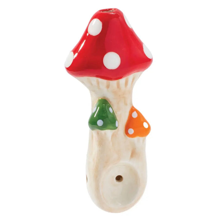 Wacky Bowlz Tri Mushroom Ceramic Pipe | 4"