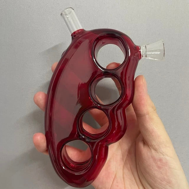 Happy Buds Glass Knuckle Joint Bubbler RED