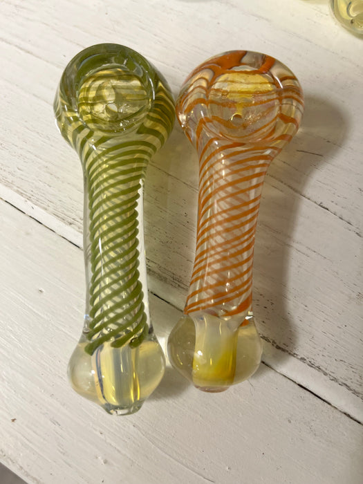 Simple Worked Spoon Pipe | 3.25"-3.5" | SWIRLY SWIRL GREEN