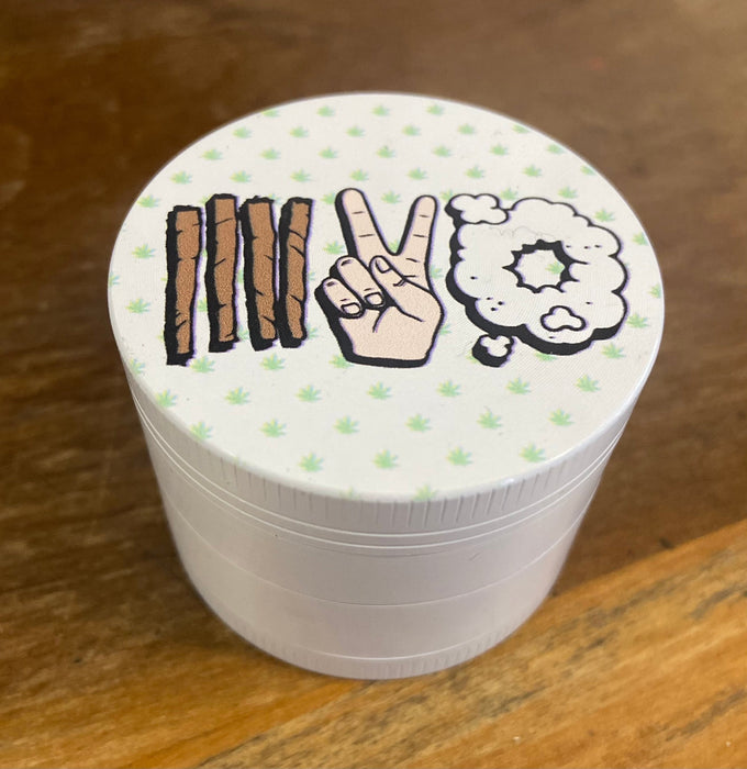 Happy Buds 420 Peace Sign Grinder motifs