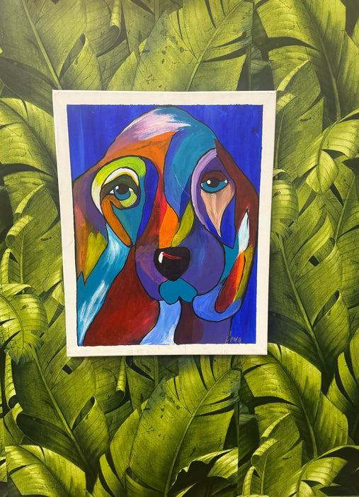 SOLEIL BRIS LARGE CANVAS PAINTING - COLORFUL DOG
