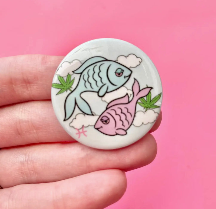 lilxbun Smoking Pisces Button 1.5"