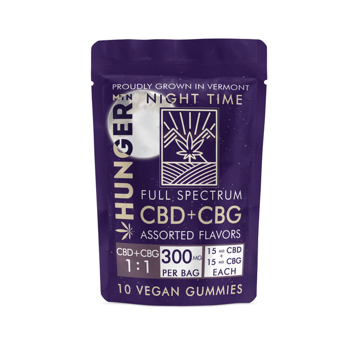 Hunger Mtn. Hemp Full Spectrum Night Time CBD&CBG Vegan Gummies 30mg/ea (10pack)