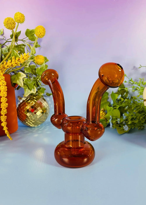 BURNING LOVE Buddy System Double Bubbler - Amber